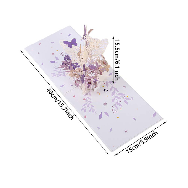 Sommerfugl Blomster Pop Up Kort, Unik Gave til Damer-Piger, Sommerfugl Blomster 3D Pop Up Kort med Blomsterdesign til Hendes Mor Mors Dag - Kone