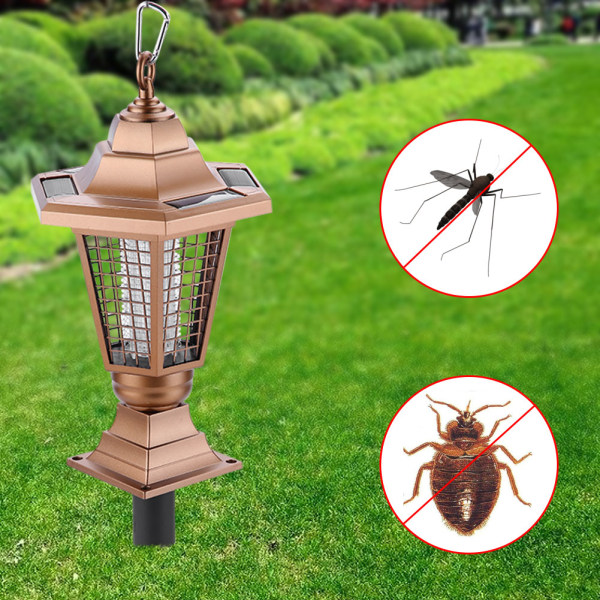 Soldriven UV Bug Zapper Light Mygginsektsdödare LED Trädgård Bakgård Utomhuslampa
