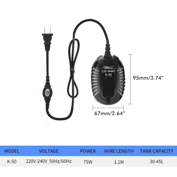 25W Akvarievärmare Akvarium Nedsänkbar Värmare Automatisk Termostat Värmare