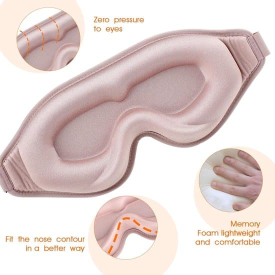 3D Silk Memory Foam Sleep Mask - Pink