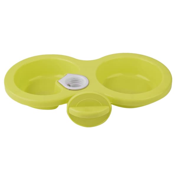 Double Bowl Hanging Pet Feeder for Cage and Crate (Green)