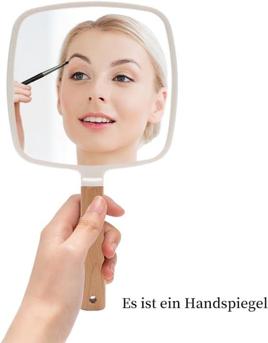 Small Wooden Shaving Mirror with Hanging Hole, Single-Sided Square White