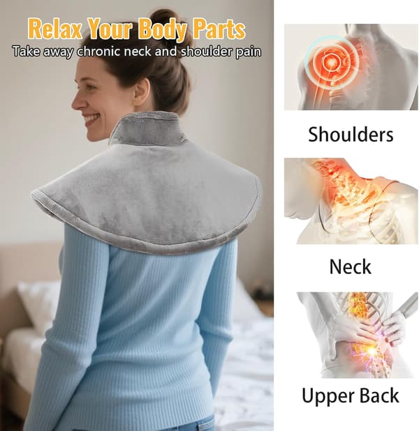 Neck Warmer, 9-Level Adjustable Temperature, Electric Heated Neck and Shoulder Warmer, Unisex.