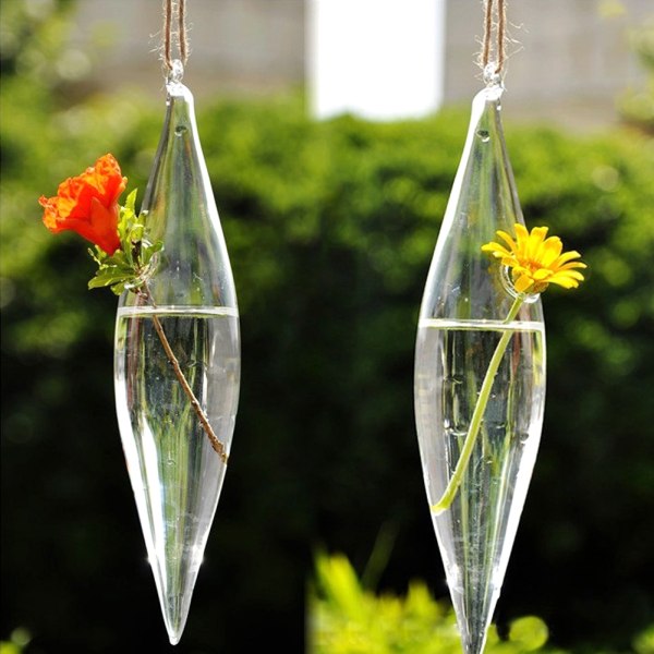 Hängande Glas Blomsterkruka Terrarium Behållare Hem Trädgård Dekor Glasflaska