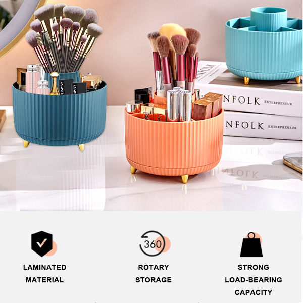 360 Graders Makeupbørsteholder Organizer Stor Kapacitet Kosmetikbørste Opbevaringsboks til Kommode Børste Display Spand med 5 Rum