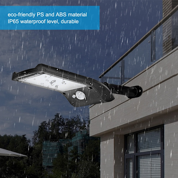 LED Solpanel Menneskekropslys Dobbelt Sensor Vandafvisende Havevæglampe med Monteringstang