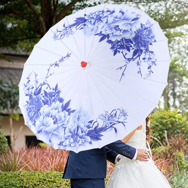 Handgjort paraply för kvinnor Vindtätt kinesiskt klassiskt dansparaply  (blå) 465e | Fyndiq