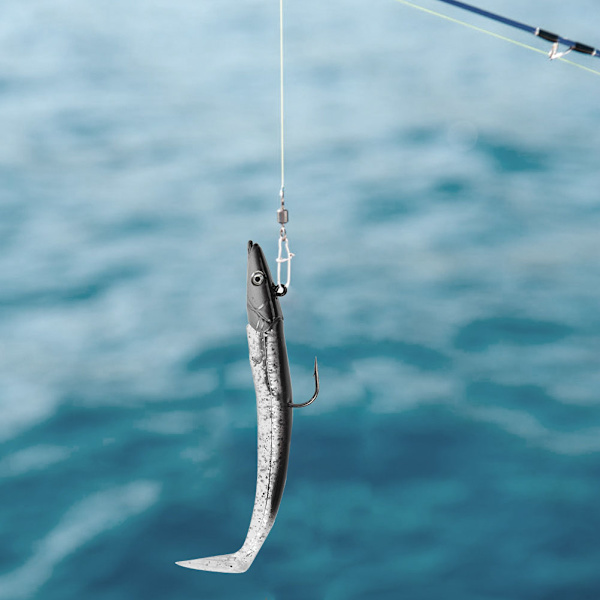 Fiskesluk Tunfiskformet Agnsluk Fiskeutstyr Krok med Jigghode Fisketilbehør (svart&sølv)