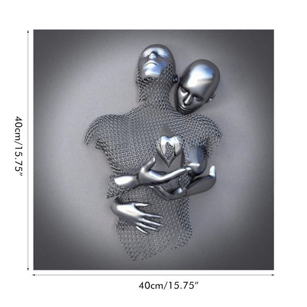 3D Kærlighedshjerte Moderne Kunst Dekorativ Metalfigur Statue Kunst Lærred Maleri Væghængende Rammeløs Rum Dekoration