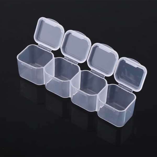 Clear Plastic 28 Compartments Adjustable Tablet Medicine Pill Jewelry Storage Box Container