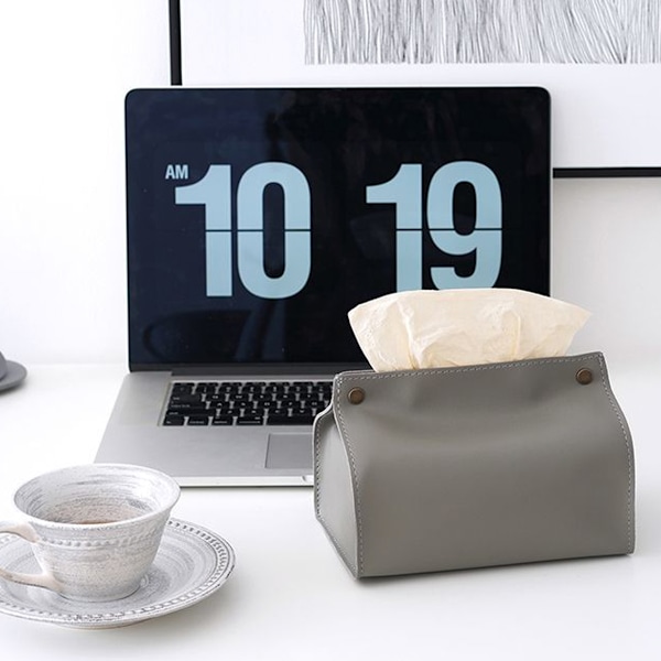 Vævæskeskrin Dækning Rektangel, Ensfarvet Vævæskeskrin Dækning, PU Læder Vævæskeskrin Dækning Holder, Dekorativ Organizer, 7.7X5.2X4.72