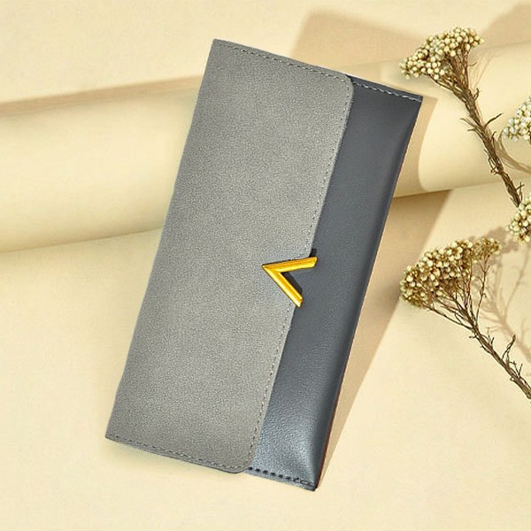 Slim tunn PU-läder kreditkortshållare Bifold Clutch plånböcker för kvinnor flickor