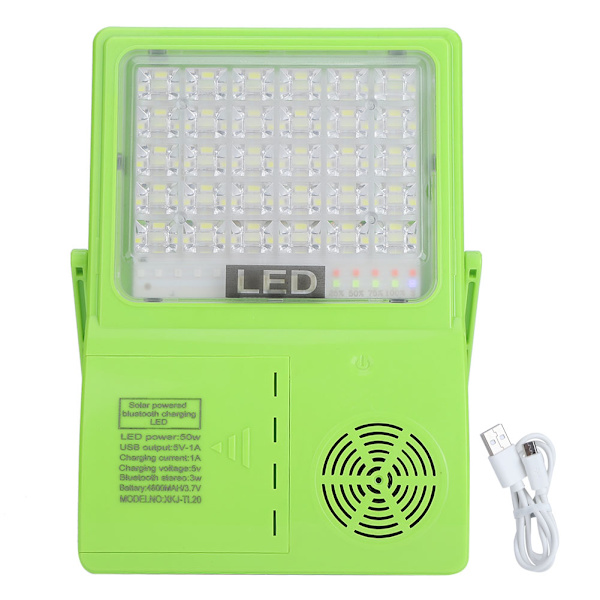 Aurinkoenergialla toimiva LED-valo, monitoiminen kannettava langaton kaiutin ja varoitusvalo Bluetoothille