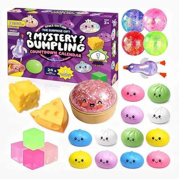 2026 Ny Squishy Bun Bao Bun Mystisk Adventskalender (24 Tilfeldige Dumplings) C