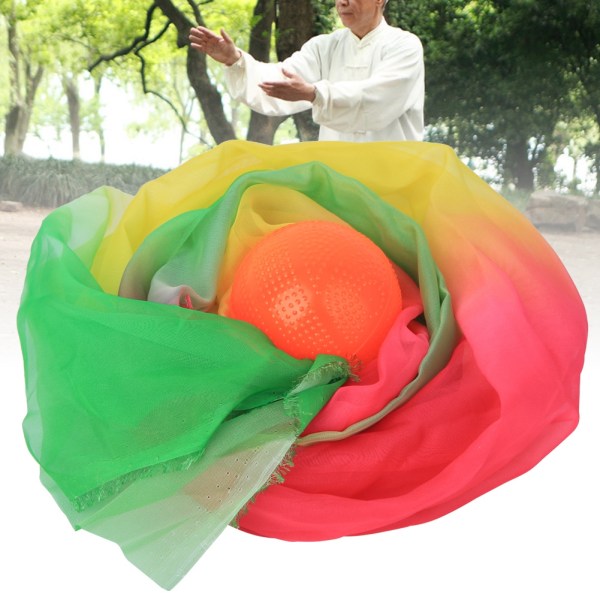 Förlängningsbar färgglad garntejp tränings Tai Chi mjuk styrka silkesboll prestanda tillbehör (orange boll färggarn 1,5 m)