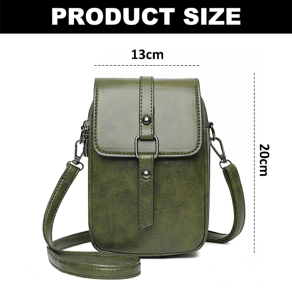 Lille Crossbody Læder Telefon Taske til Kvinder, Mobiltelefon Skuldertasker Kortpung, Mobiltelefon op til 6,5 tommer, Taske størrelse 20*13*6cm