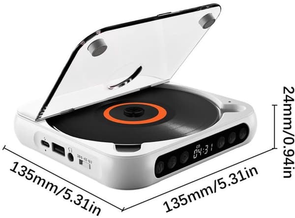 External Car CD Player with USB, Integrated LCD, Dual-Mode Connectivity, 2000mAh Battery, Up to 7 Hours Battery Life.