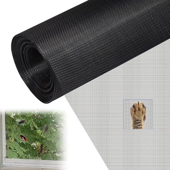 Fine-mesh fiberglass window screen - Black - 100 x 100 cm
