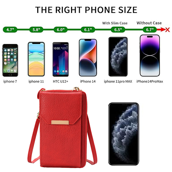 Liten crossbody-väska för kvinnor, axelväska för mobiltelefon, handväska, stor kapacitet för kort