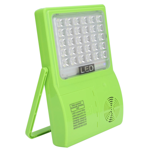 Aurinkoenergialla toimiva LED-valo, monitoiminen kannettava langaton kaiutin ja varoitusvalo Bluetoothille