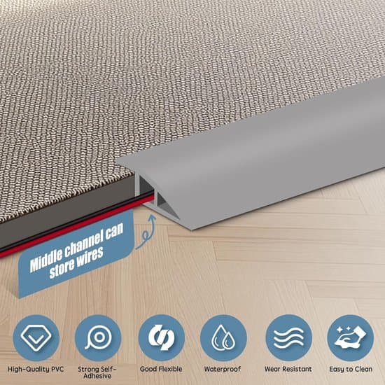 Transition Profile Double-Sided Self-Adhesive Threshold Profile, PVC Floor Transition Profile for Connecting Floor Joints/Carpet Threshold Transition