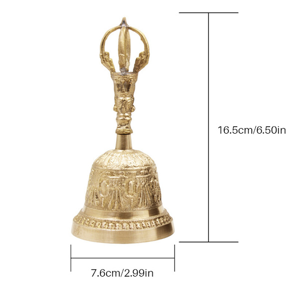 Handgjord handklocka te meditation larm bön tibetansk buddhistisk klocka