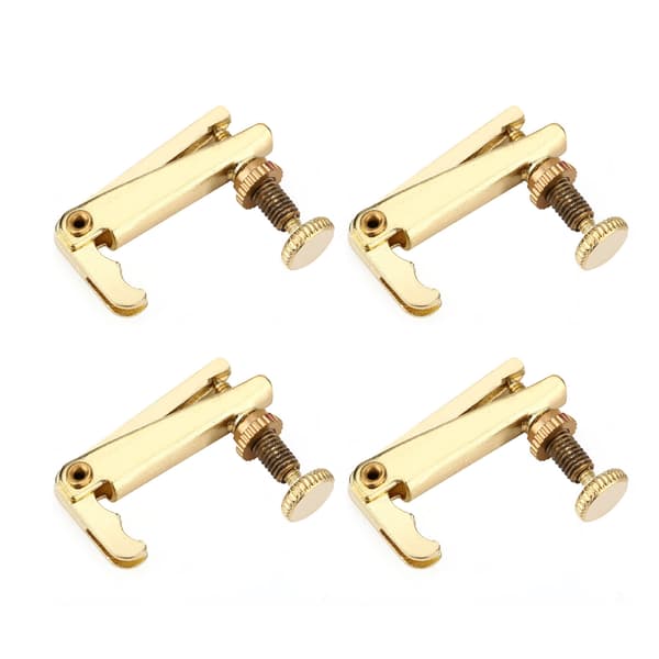 4pcs Durable Alloy Fine Tuners String Adjusters Replacement Parts for 3/4 4/4 Violin (Gold)