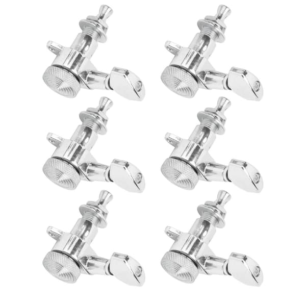 6 st låsbara gitarrsträngstämningspinnar i metall, förseglade stämskruvar, nyckelsats, silver, 6 vänsterpinnar