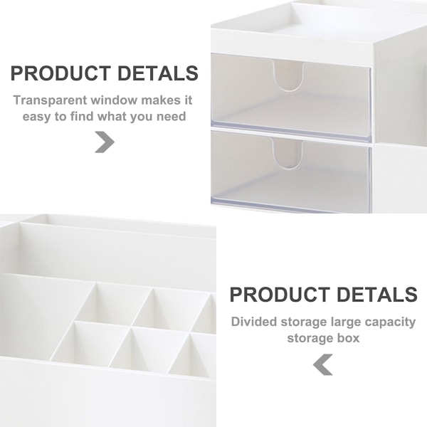 Kosmetik/Makeup Vanity Organizer Box, Mini Skrivebordsopbevaring til Kontorartikler, Badeværelsesbord eller Kommode, 24*12*9cm