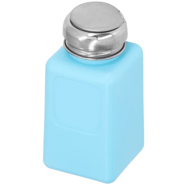 200ML Press Type Solvent Dispenser ESD Safe Antistatic Square Bottle with Stainless Steel Lid Blue