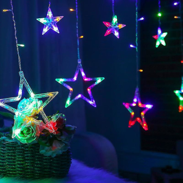 Julfönsterlampor Batteridrivna stjärnljus, 8 ljuslägen med fjärrhängande julfeeljus för rumsfest Xmas Thanksgiving Ind
