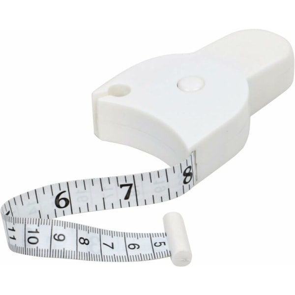 Kroppsmåttband, mät midjemått, hjälp med viktminskning, bantning ((1,5m) cm på ena sidan, tum på ena sidan, vit)