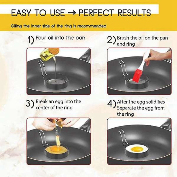 5-pack non-stick äggringar för stekpanna, molds, äggringar för stekning av  ägg, bre 5497 | Fyndiq