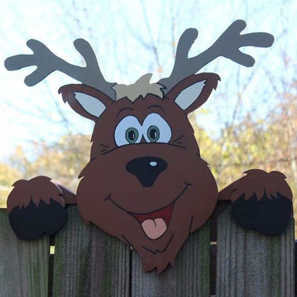 Rolig jultomte staket utomhus jul djur renar charmiga prydnader nyårs festdekorationer för hemmet Navidad（ljusgrön）