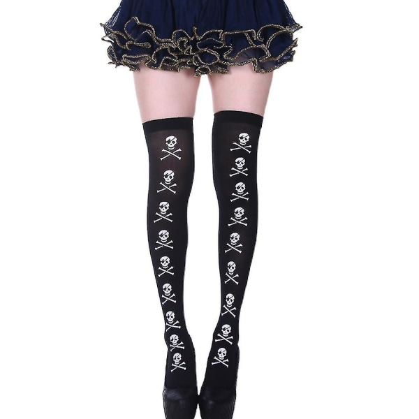 Kvinnor Gothic Thigh High Ings Harajuku Vinta Printed Over Knee Socks Ta Tights Strumpor