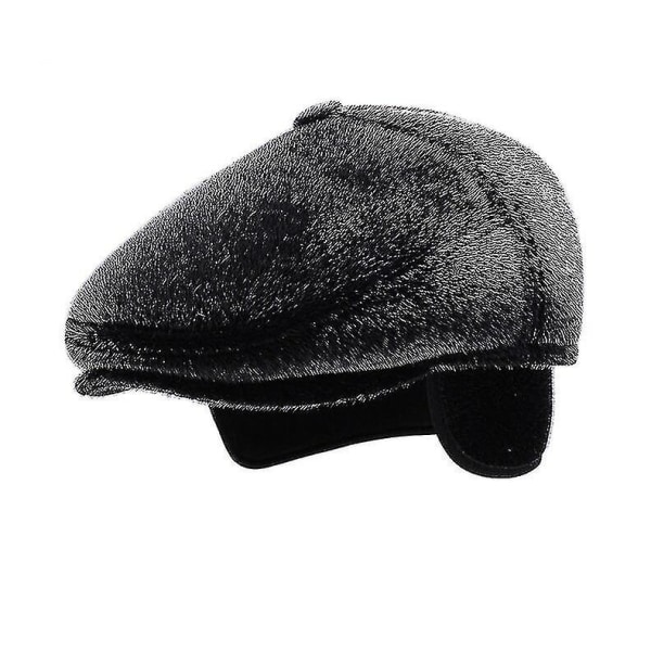 Vinter konstpäls tidningspojkehatt med öronlappar basker pappa hatt  vintervarma hattar för gamla män Platt cap（grå） 2a39 | Fyndiq