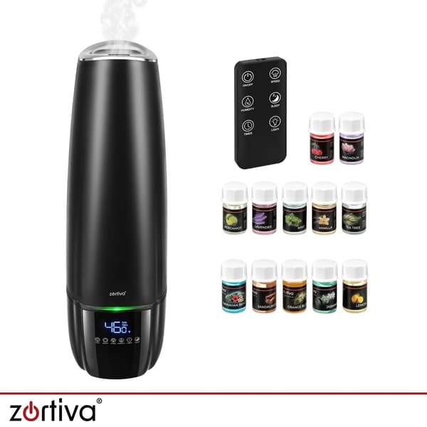 Luftfuktare 6,5 L – Hygrostat, fjärrkontroll, aromaterapi och 12 doftoljor
