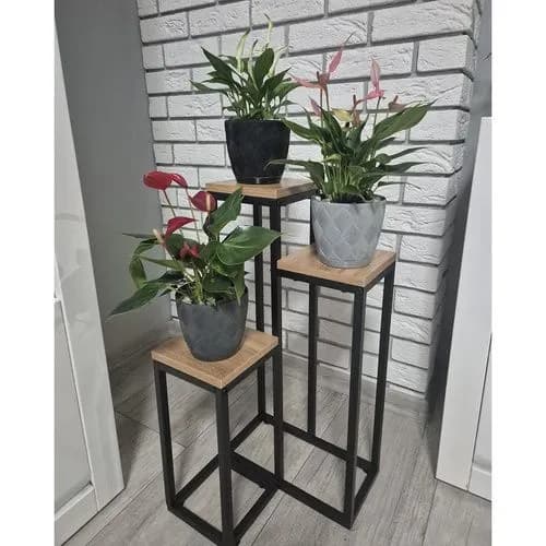 Blomställning 3 Nivåer – Metall & MDF i Loftstil