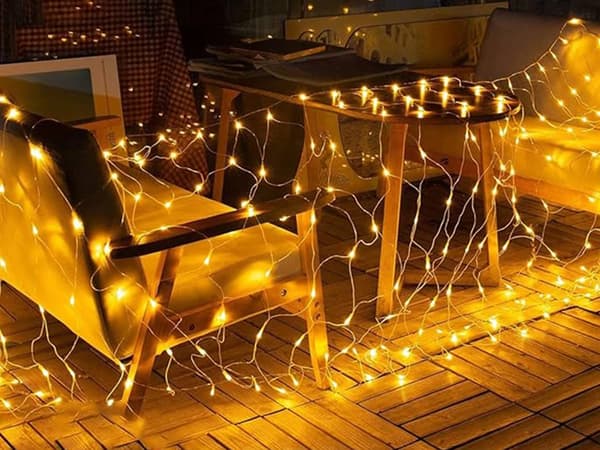 LED-ljusslinga i nät 100 LED – 2 × 1 m, varmvit, IP44