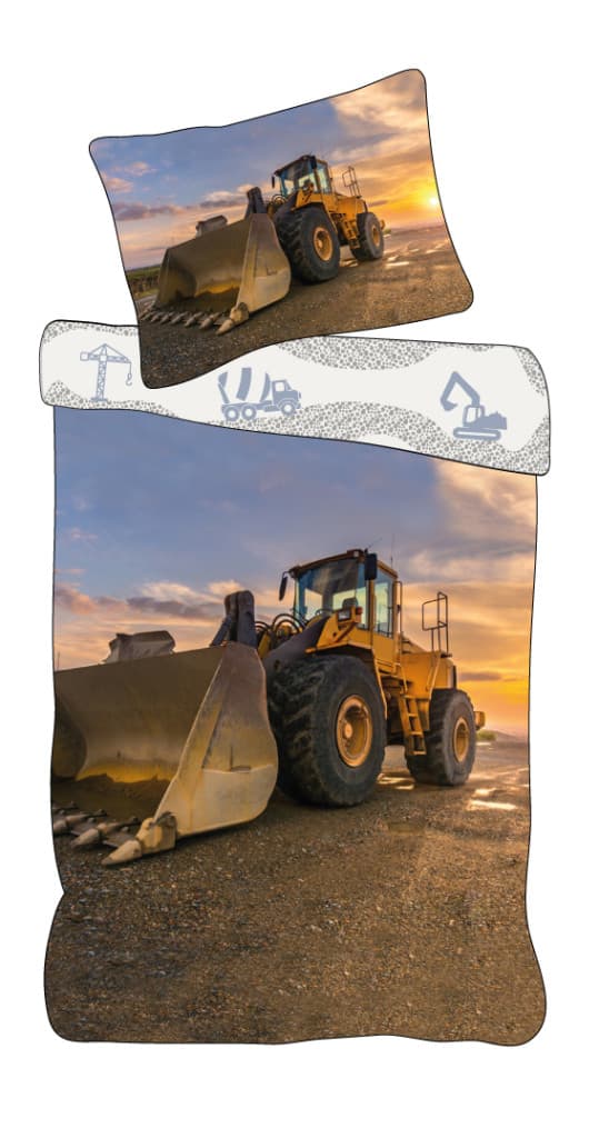 Sängkläder för barn Överdrag till Construction Sunset Loader 140×200 cm, 70×90 cm