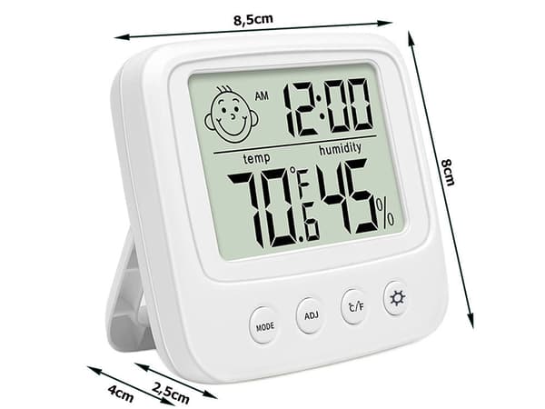 Termometer, hygrometer och elektronisk intern klocka
