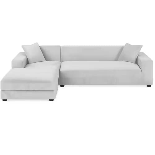 Hörnsofföverdrag Ljusgrå Velour – Elastiskt & Hållbart (190-230 cm)