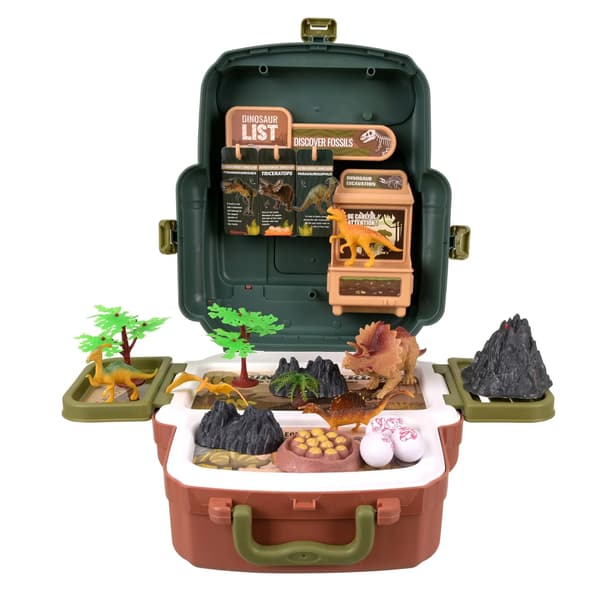 Dinosaurieset i ryggsäck – 5 dinosaurier, vulkan och ägg