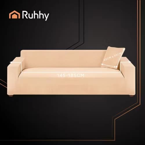 Sofföverdrag Hörnsoffa 145–185 cm Beige Sammet | RUHHY
