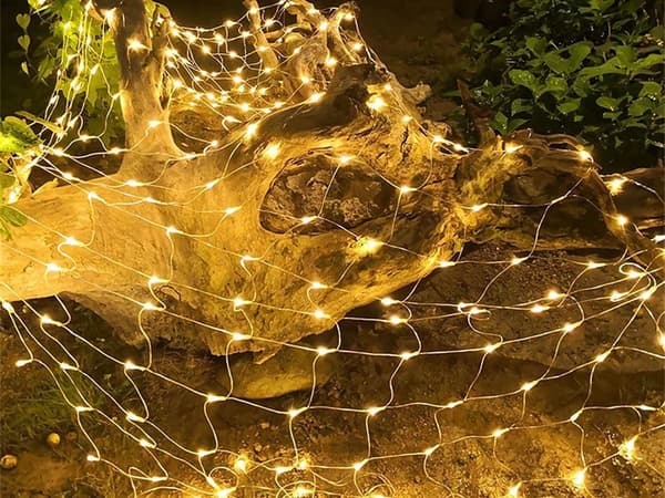 LED-ljusslinga i nät 100 LED – 2 × 1 m, varmvit, IP44