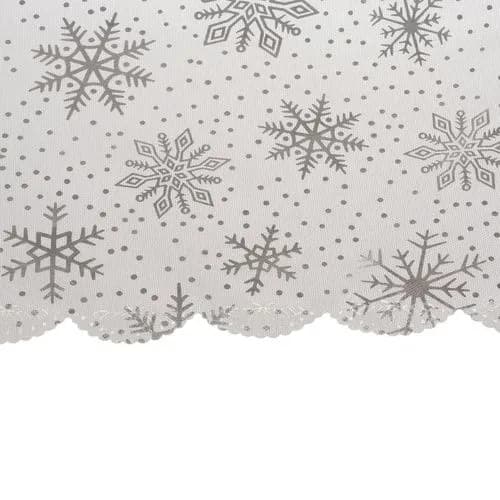 Stor julduk med silverfärgade snöflingor, vit, 260 × 140 cm
