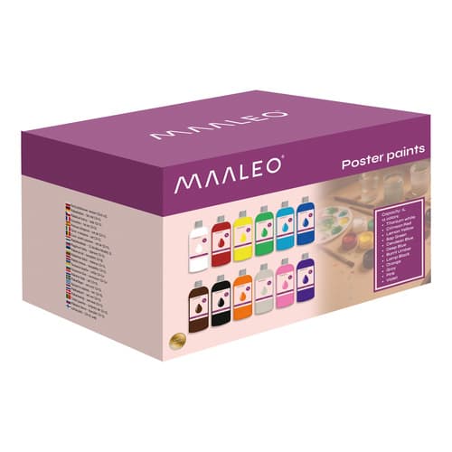 Plakatfärger 12×1000 ml – Extra stort färgset