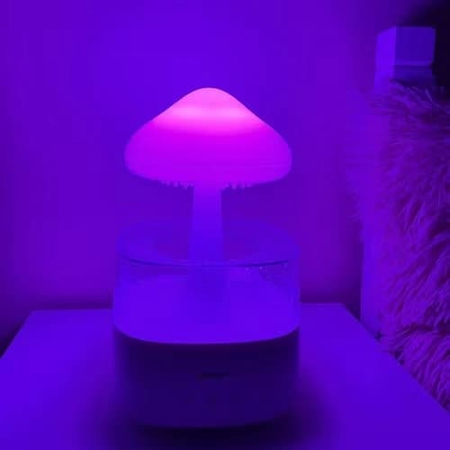 Mushroom-Shaped Humidifier with LED Night Lamp and Rain Effect