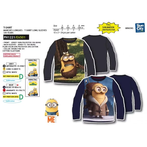 Minions, Långärmad T-shirt Grå 8 år 128 cm