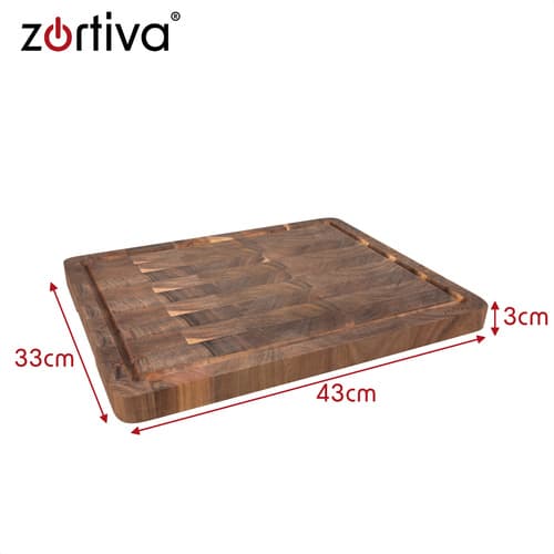 Skärbräda i akaciaträ 43 × 33 cm – massiv Zortiva serveringsbräda